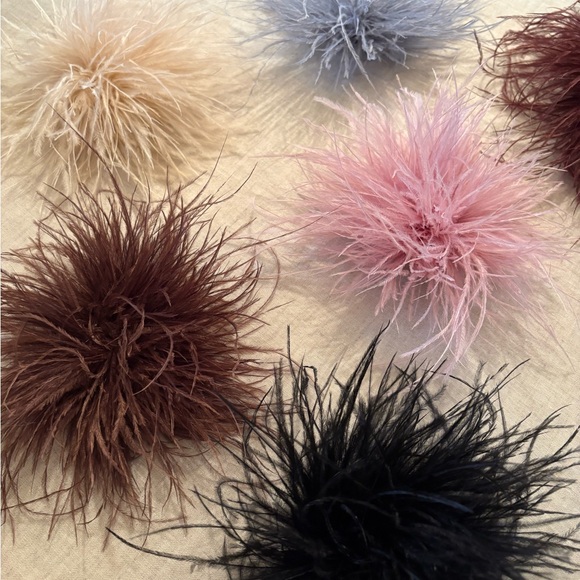 Accessories - Fabulous Feather Brooches- several colors Black, Pink, Brown, Cream, Blue/Grey